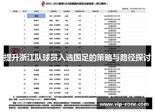 提升浙江队球员入选国足的策略与路径探讨